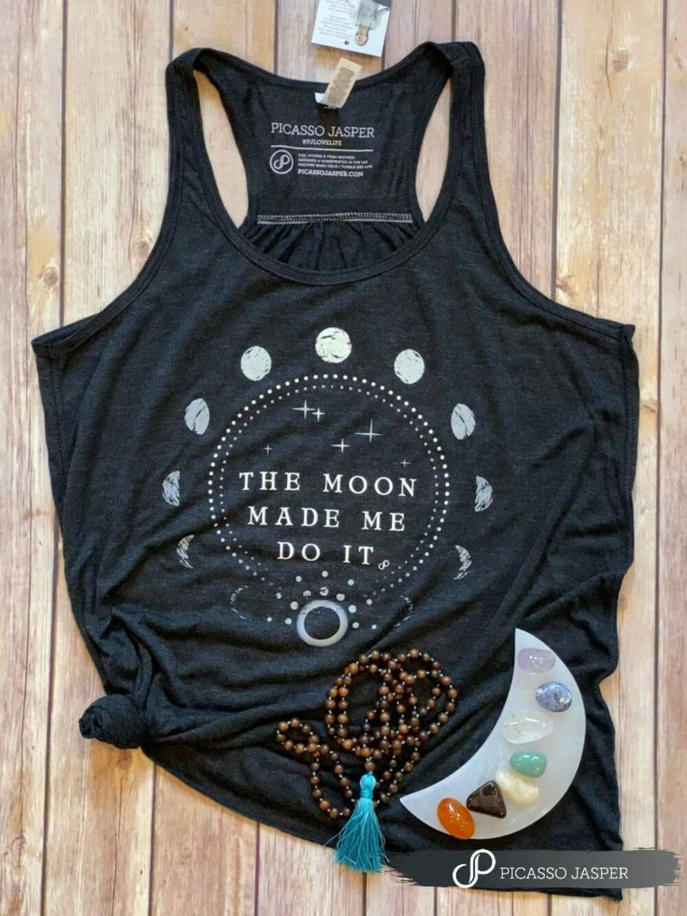 Picasso Jasper The Moon Made Me Do It Flowy Racerback Tank Charcoal Gray - NWT